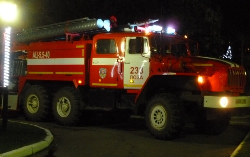 Die Feuerwehr aus Losa bei der Brandübung